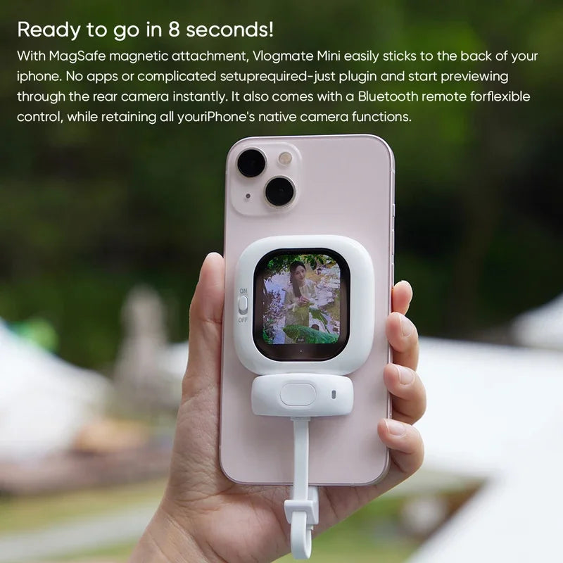 Founist Vlogmate Mini Magnetic Selfie Monitor Screen for iPhone 15-17 AMOLED Rear Back Camera Monitor Screen Vlogging Live